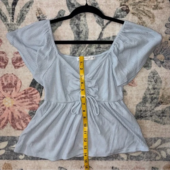 Altar'd State Light Blue Ruched Blouse - Picture 4 of 7